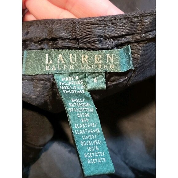 Lauren Ralph Lauren Size 4 Cotton Blend Black‎ Pencil Skirt Back Button Slit - Picture 4 of 4